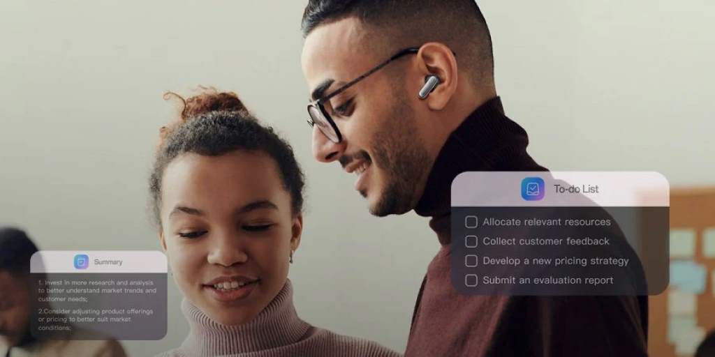 A pair of AI translation earbuds in a charging case, ready to break language barriers.
