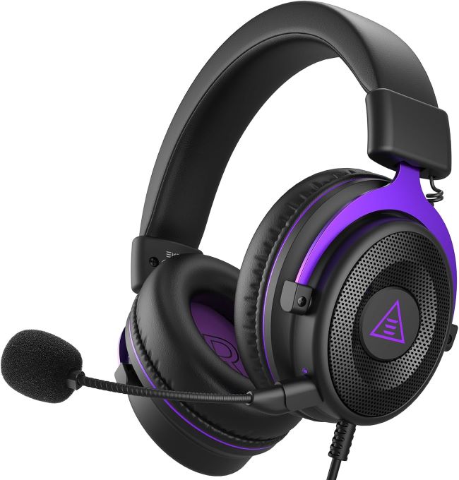 EKSA E900 gaming headset with detachable noise canceling microphone, 3D surround sound, and 3.5mm jack for PC consoles