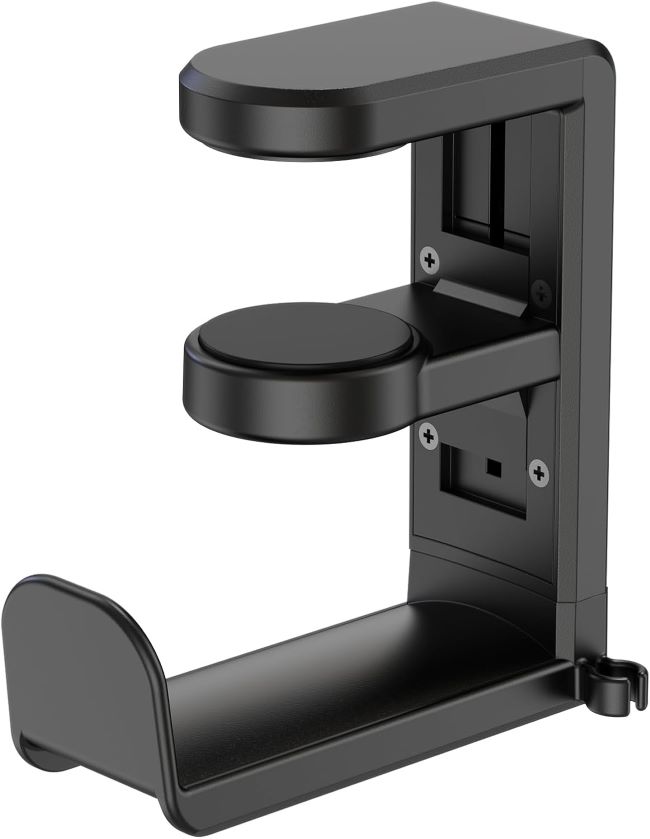 EURPMASK rotating headphone stand with clamp-on under desk hanger and 360 swivel cable organizer for gaming setup