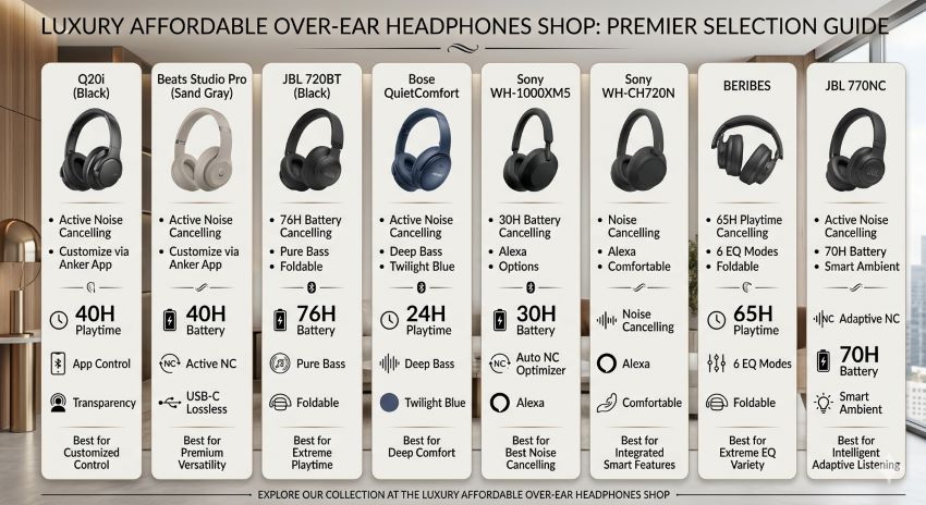 Affordable Bluetooth headphones in California with soft ear cups and high-quality sound for commuting and office use