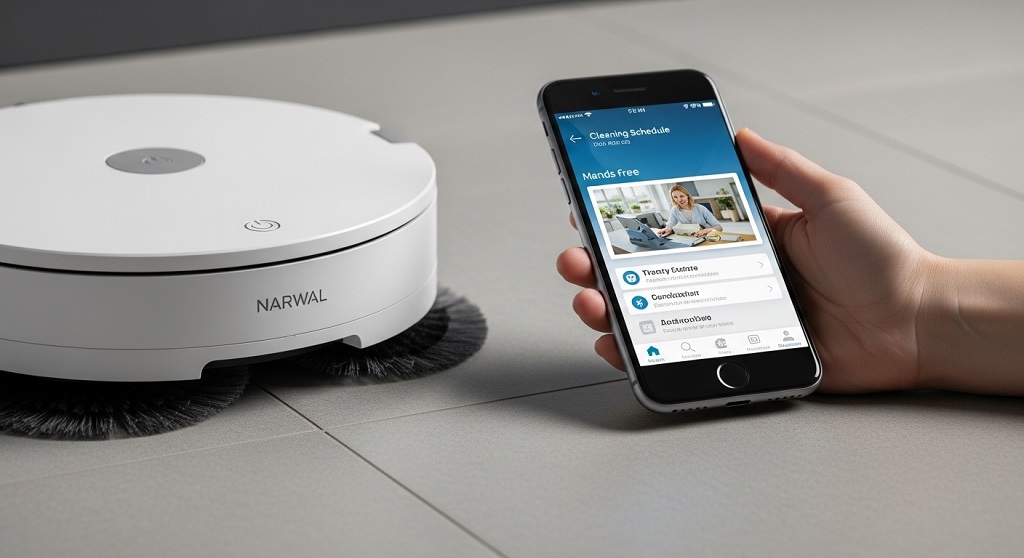 Using the Narwal mobile app to schedule cleaning and maximize daily productivity.