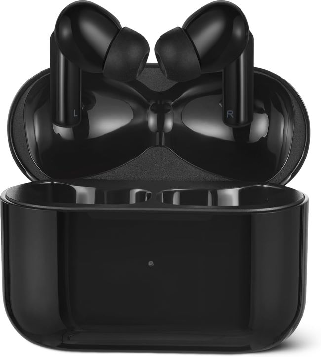 Amazon Basics waterproof Bluetooth earbuds with charging case and in-ear mic for calls, workouts, and daily use