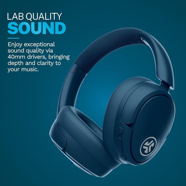 JLab JBuds Lux ANC limited edition navy headphones with spatial audio and active noise cancellation features