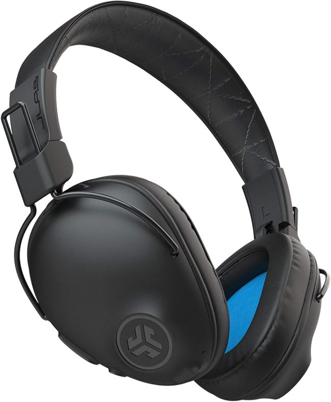JLab Studio Pro black wireless over-ear headphones with cloud foam cushions and extended Bluetooth playtime