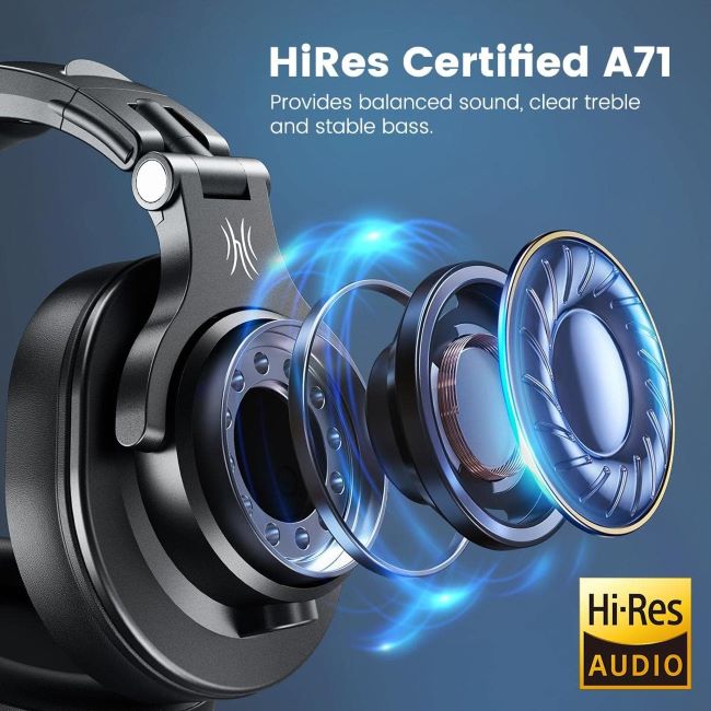 OneOdio A71 wired studio recording headphones with SharePort and foldable design for DJ mixing and monitoring