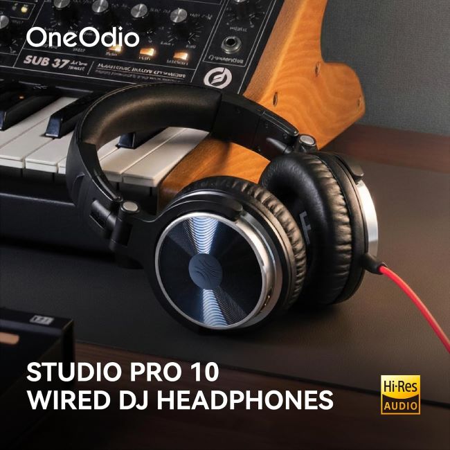 OneOdio wired over-ear studio headphones with 50mm drivers for DJ mixing, recording, podcasting, and music production