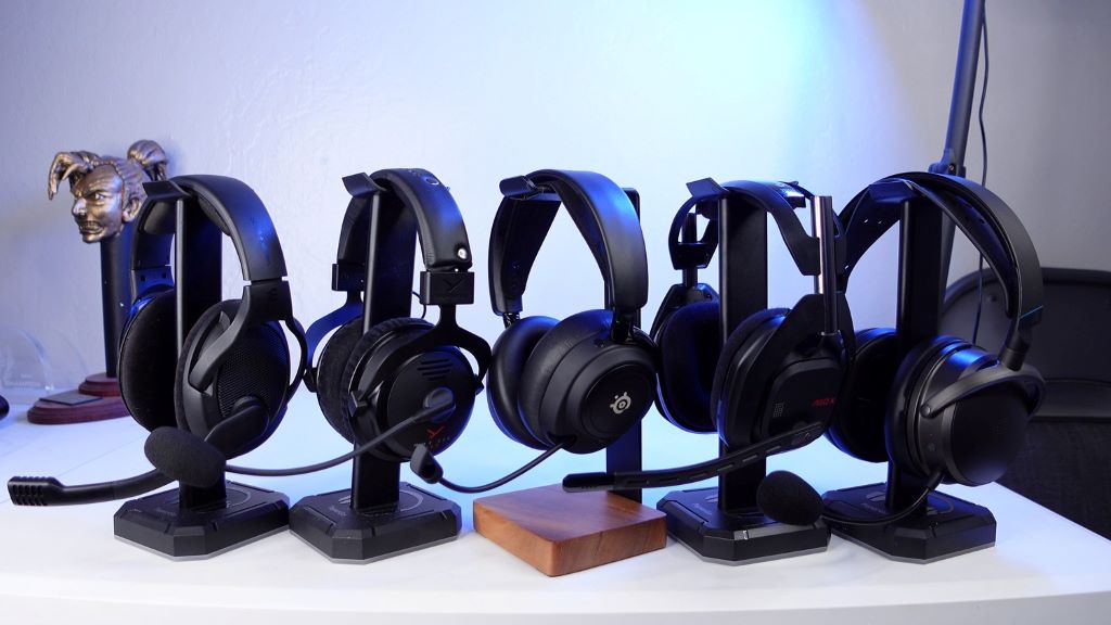 Professional gaming setup featuring headset designed for clear sound and reduced background noise