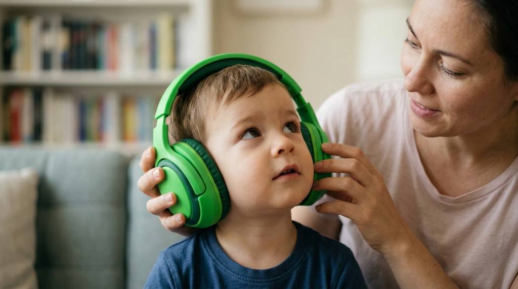 Kids wearing safe noise cancelling headphones while studying
