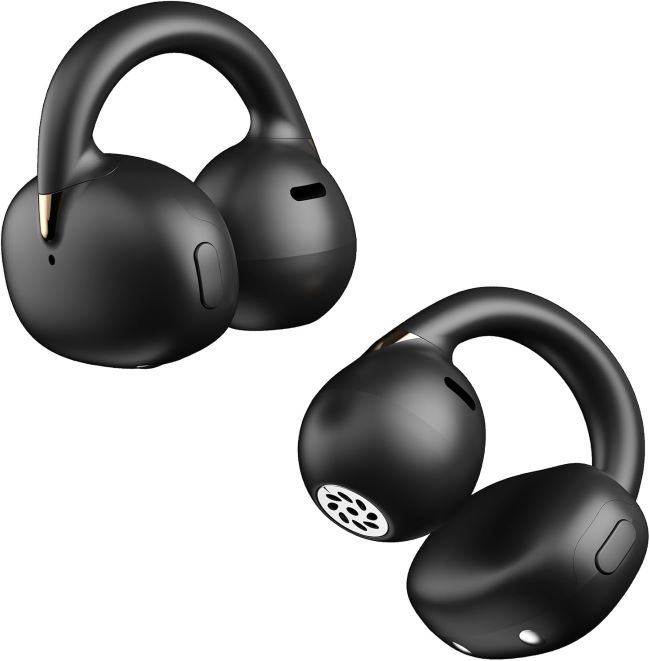 OHAYO A7 open-ear clip-on headphones for glasses wearers with ultra-lightweight design, 40-hour battery life, and secure fit for running and cycling