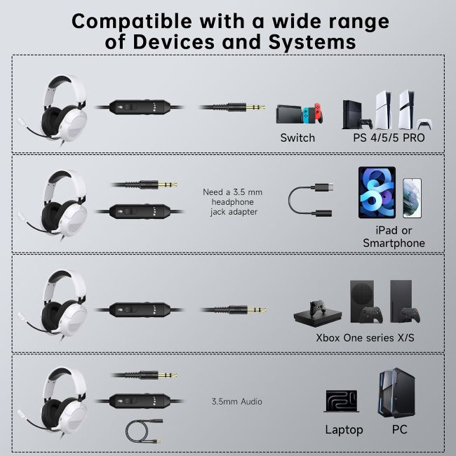 AOC gaming headset with clear microphone and immersive audio for gamers