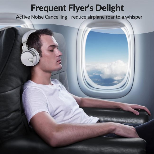 Silensys E7 Bluetooth headphones with comfortable over-ear fit for travel and work