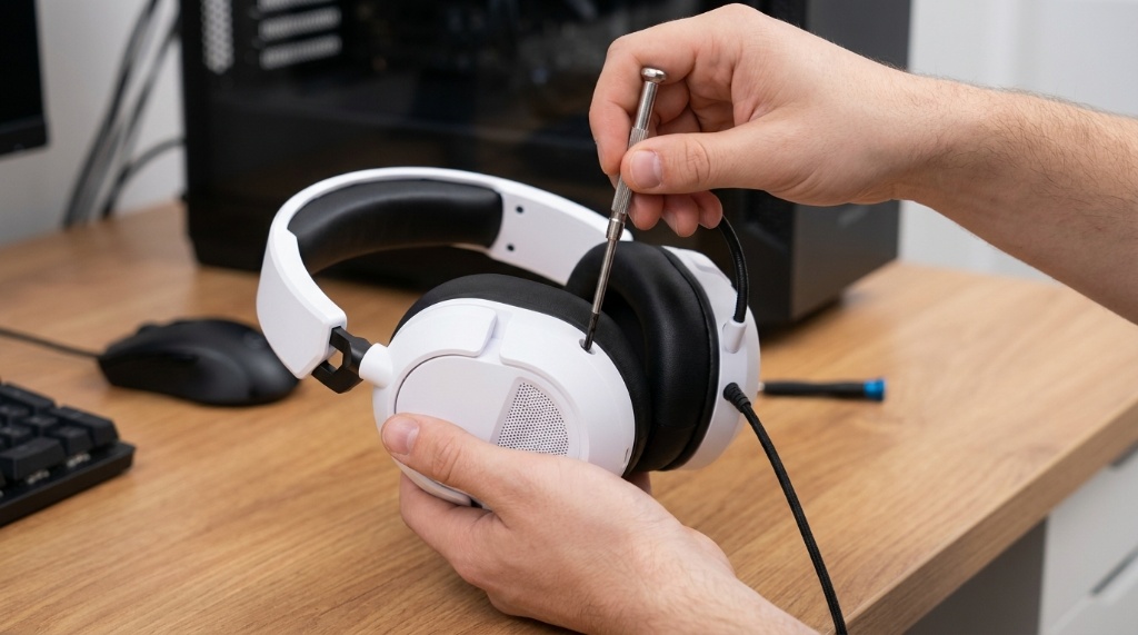 AOC wired gaming headset plugged into a PC audio jack