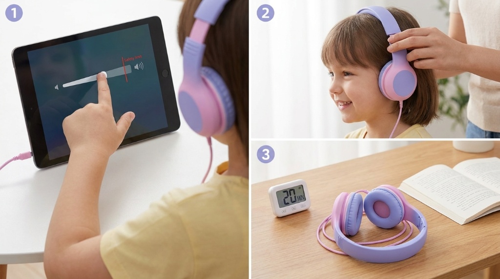 Adoope Kids Headphones stored safely in case